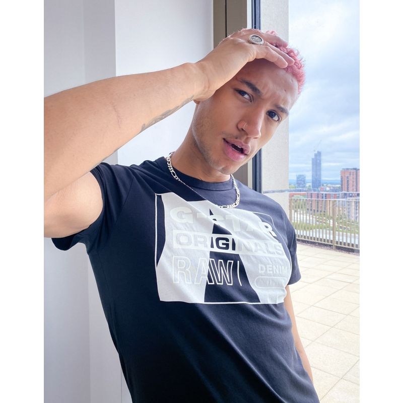 Adu7K Designer G-Star - Originals - T-shirt con logo nera