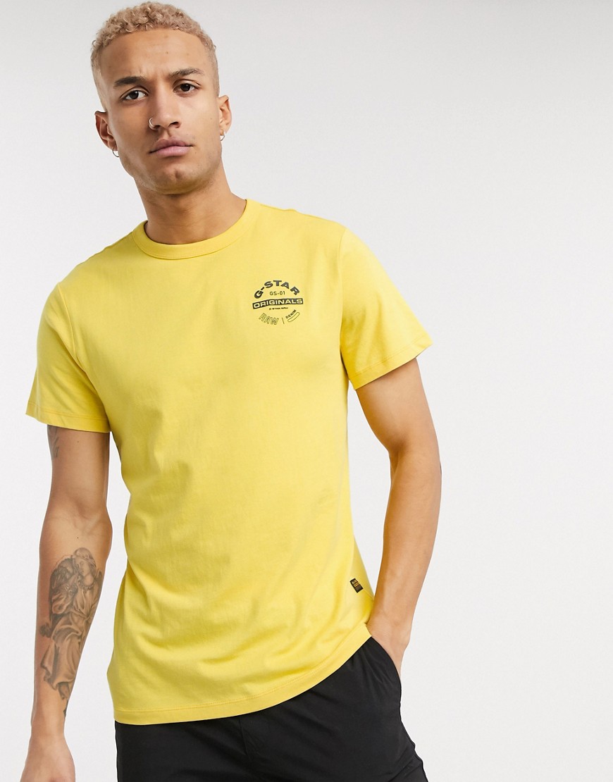G-Star Originals - T-shirt con logo rotondo gialla-Giallo