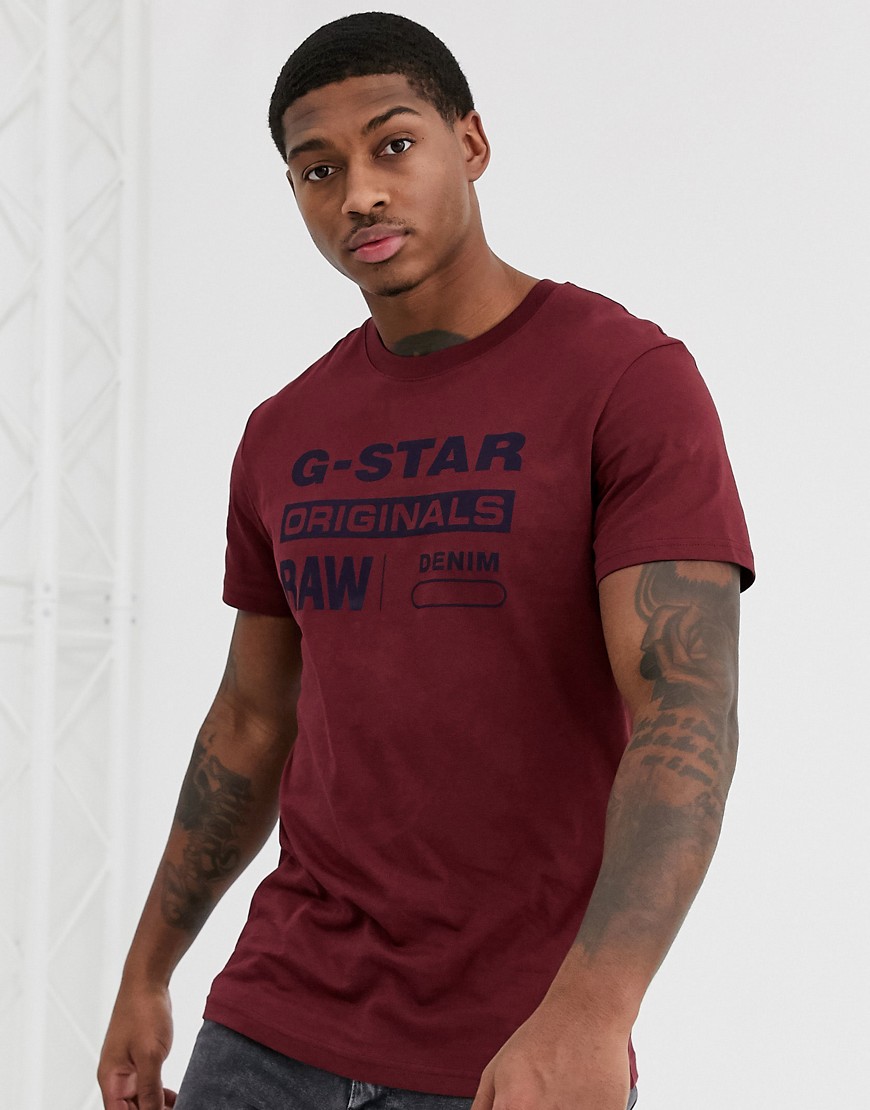 G-Star Originals - T-shirt in donkerrood