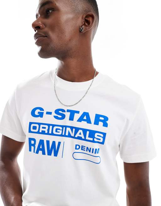 G-Star originals t-shirt in white with logo front print, 2 of 4