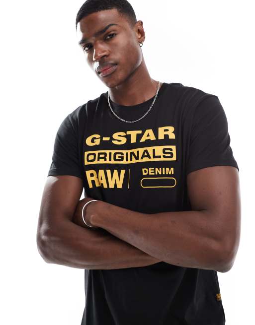 G-Star Originals - T-shirt in zwart met logoprint op de voorkant in zwart