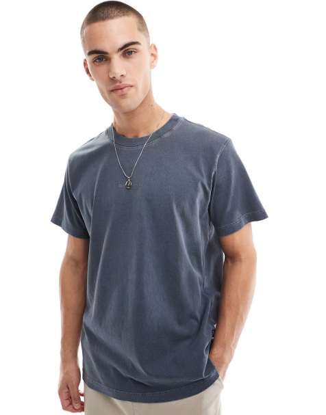G-Star - Overfarvet blå oversized T-shirt med tonet logoprint - view 1