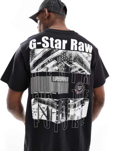 G-Star – Oversize-T-Shirt in Schwarz mit Barcode-Print auf Brust und Rücken - view 1