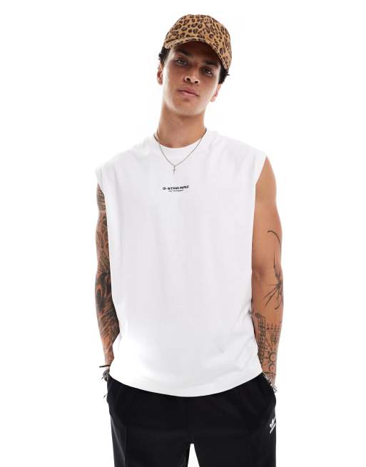 Plain white sleeveless t shirts hotsell