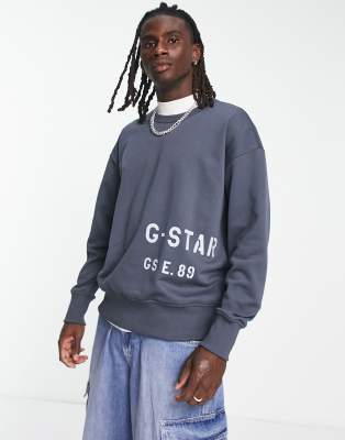 G-Star oversized sweatshirt with front graphics in blue