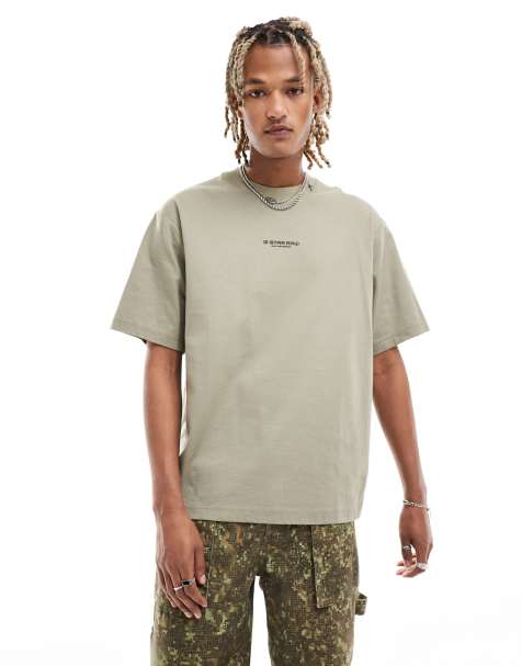 G-star oversized t-shirt in beige with centre logo print - view 1
