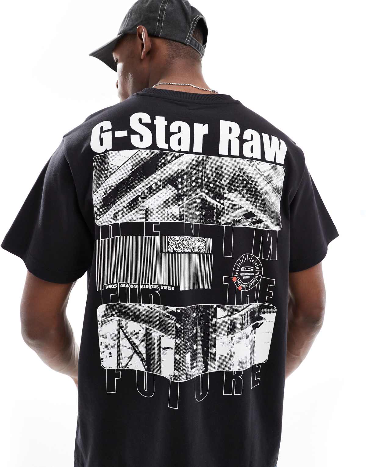 G-Star oversized t-shirt in black with barcode chest and back print
