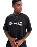 [G-Star] G-Star oversized t-shirt in black with gradient old skool logo print XL Black