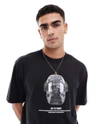 oversized t-shirt in black with mask print