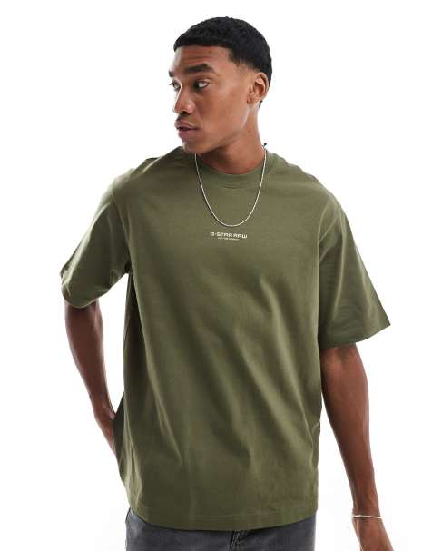G-Star oversized t-shirt in dark green with centre chest logo print - view 1