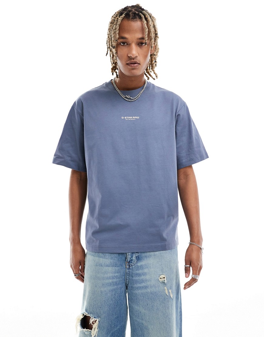 G-star oversized t-shirt in dusty blue with centre logo print