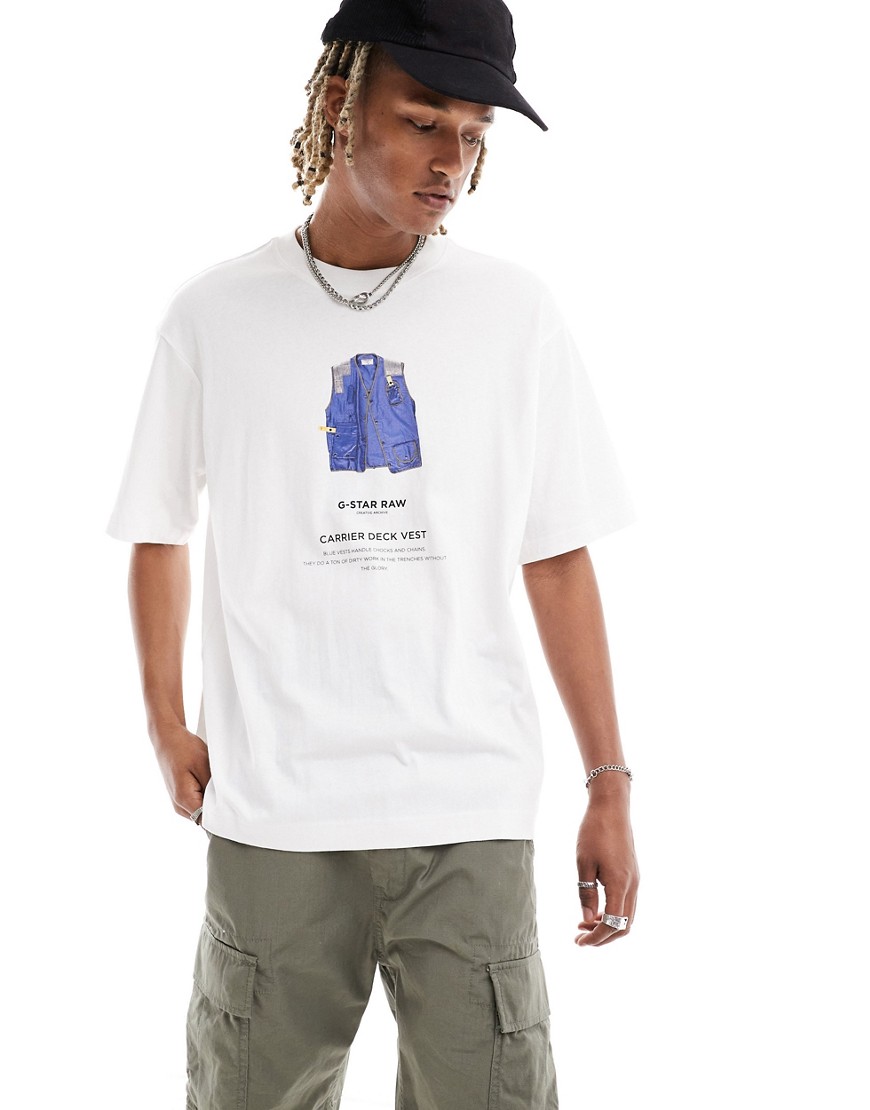 G-star oversized t-shirt in white with archive vest chest print