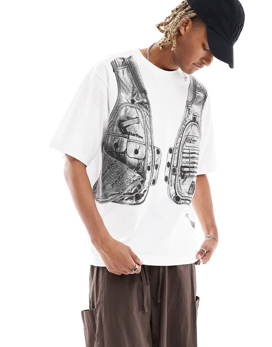 G-star oversized t-shirt in white with archive vest print