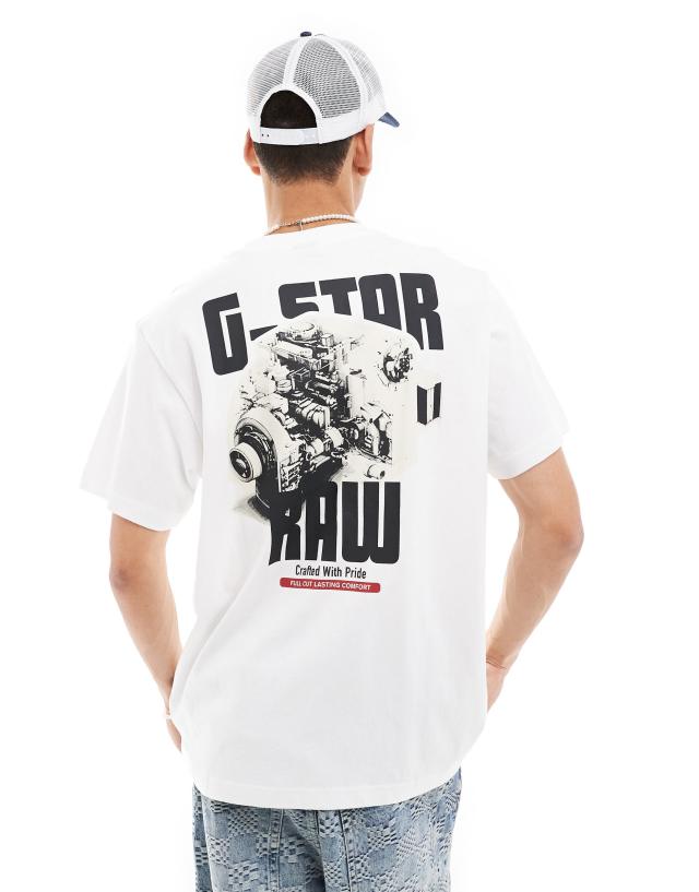 G-Star - oversized t-shirt in white with engine logo chest and back print