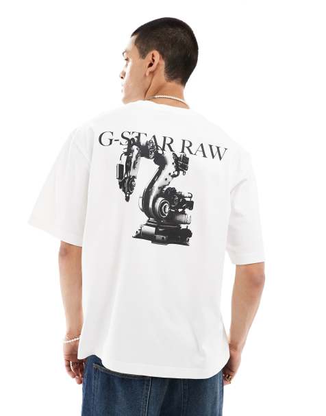 G-Star - Oversized T-shirt in wit met industry-logoprint op de voor- en achterkant - view 1