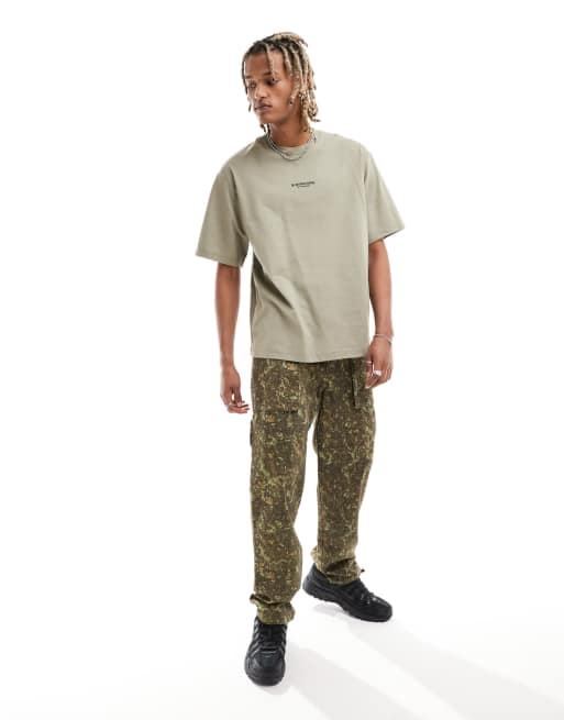 G-Star - Oversized T-shirt med centreret logoprint i beige, 4 af 4