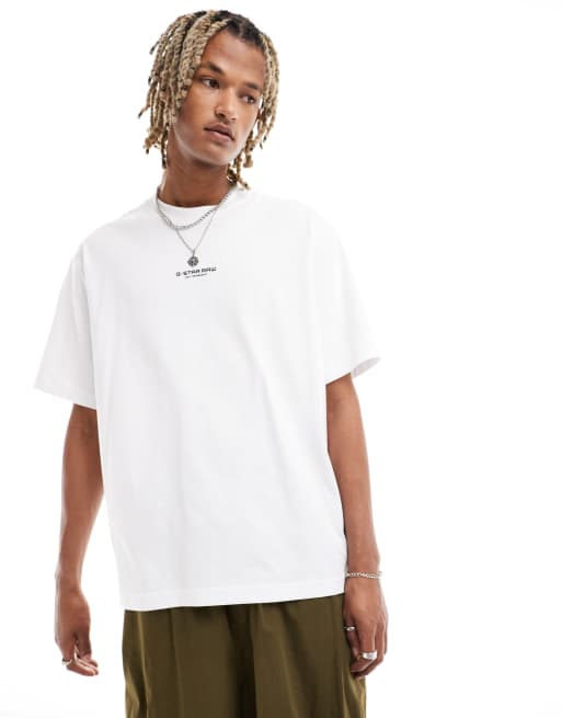 G-Star - Oversized T-shirt met logoprint in het midden in wit