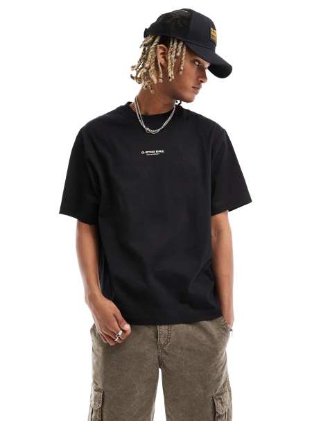 G-Star - Oversized T-shirt met logoprint in het midden in zwart - view 1