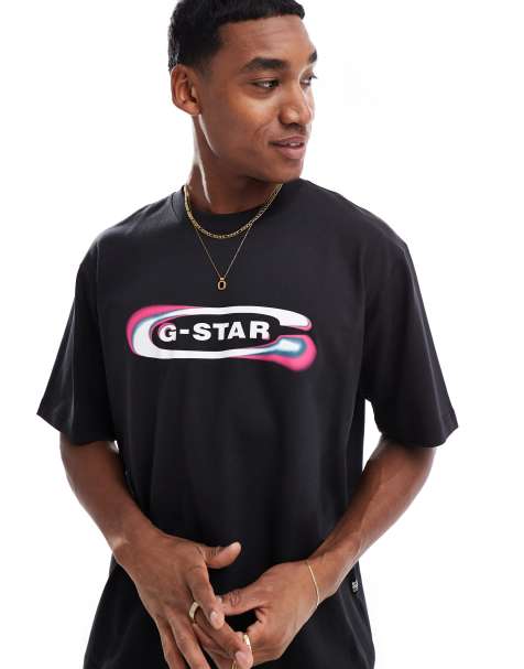 G-Star - Oversized T-shirt met ouderwetse logoprint met kleurverloop in zwart - view 1