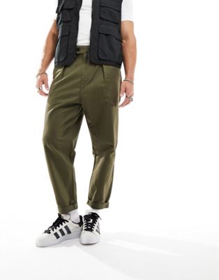 G-Star pleated relaxed fit chino in dark olive - ASOS Price Checker