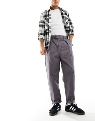 G-Star pleated chino relaxed fit trousers in grey - ASOS Price Checker