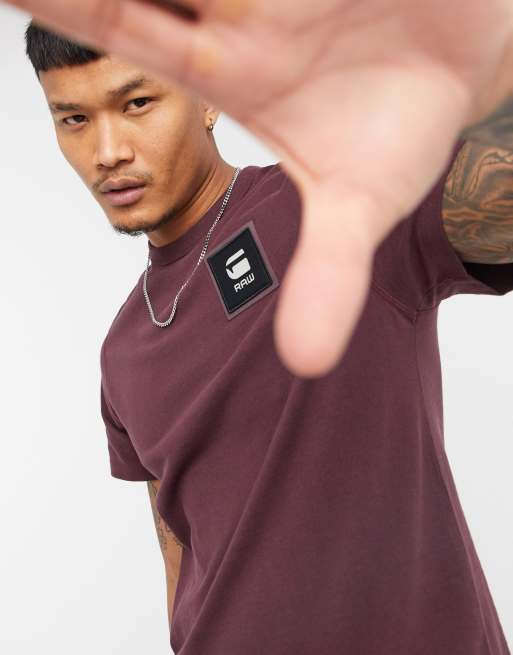 Burgundy g star store shirt