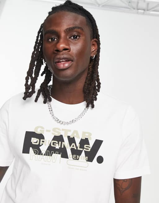 G-Star RAW originals T-shirt with front in white | ASOS