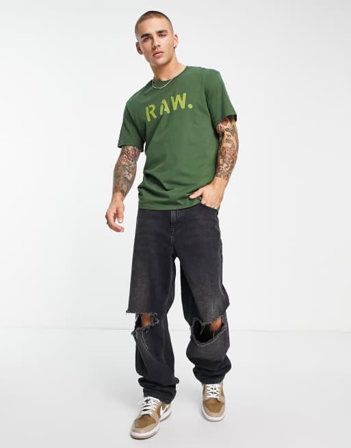 G-Star - Raw - T-shirt à logo au pochoir sur le devant - Vert, 4 de 4