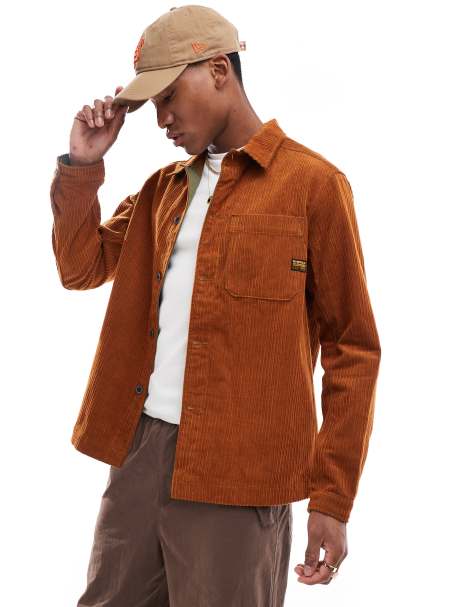 G-Star relaxed cord long sleeve shirt in burnt orange - view 1