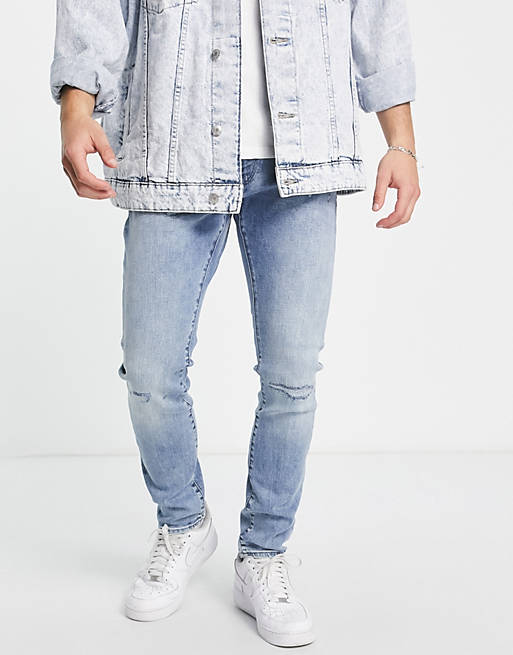 G-Star Revend distressed skinny jeans in light wash 