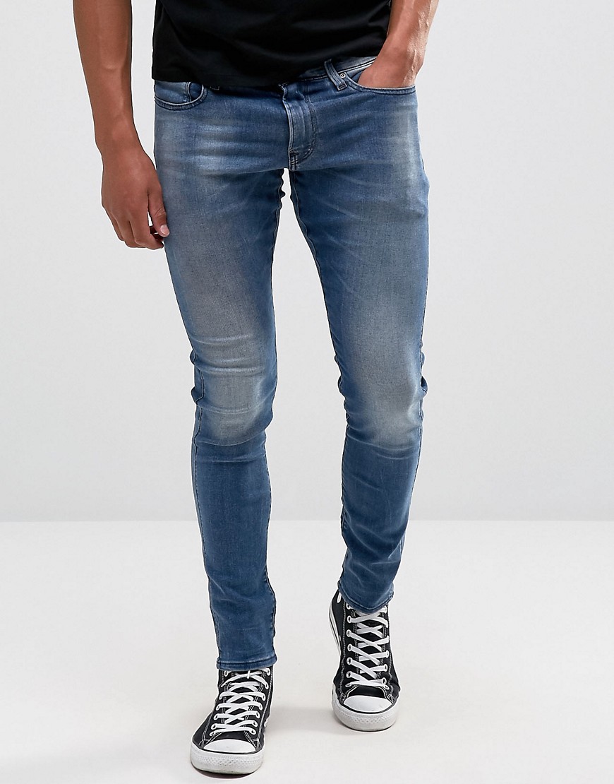 G-Star - Revend - Jeans super skinny lavaggio chiaro effetto invecchiato-Blu