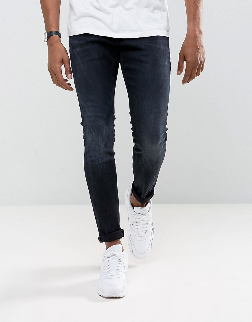 G-Star - Revend Rink - Jeans super slim effetto invecchiato scuro-Navy