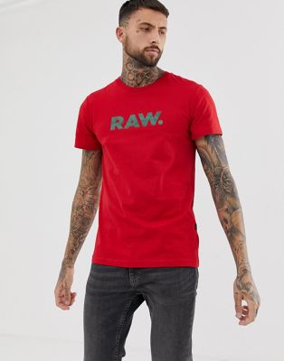G-Star – Röd t-shirt med grafik ”RAW”