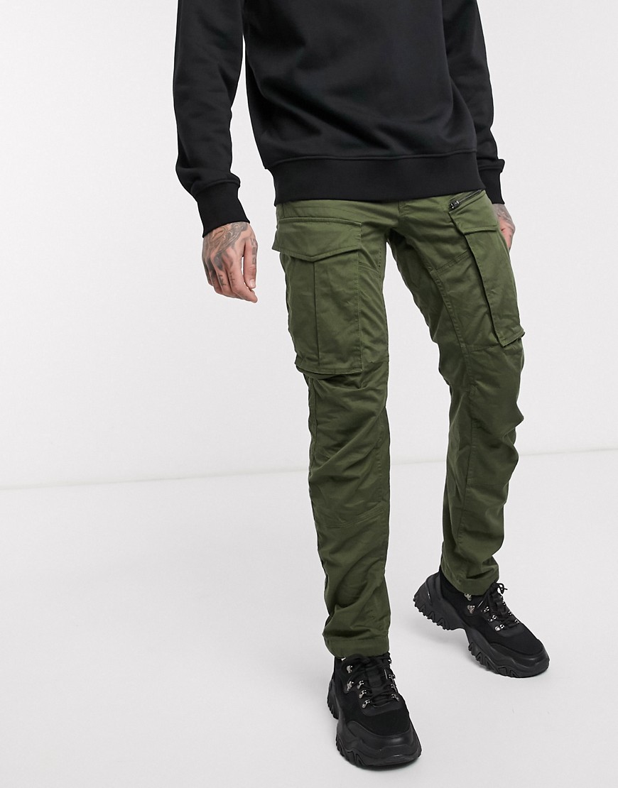 G-Star - Rovic 3D - Rechte jeans met smaltoelopende pijpen en rits in kaki-Groen