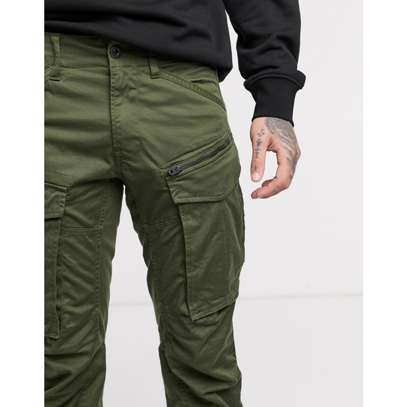 Uomo  G-Star - Rovic - Pantaloni dritti affusolati in verde kaki con zip 3D