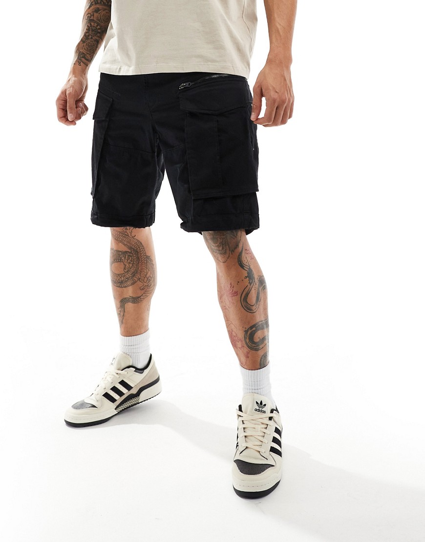 G-star rovic relaxed cargo shorts in black
