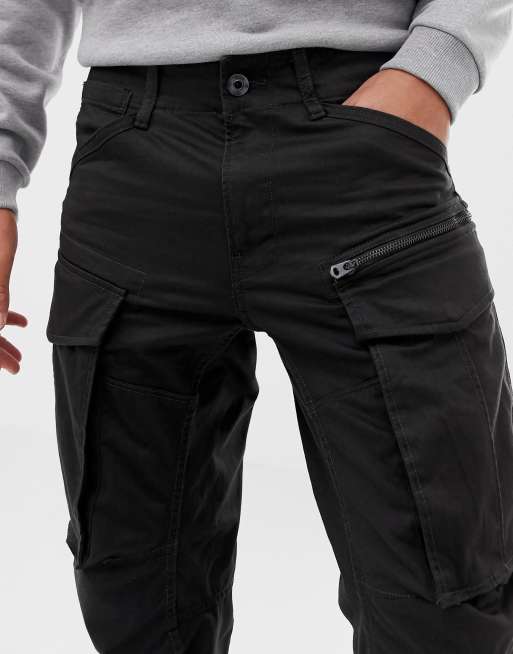 Zip Pocket 3D Skinny Cargo Pants, Black