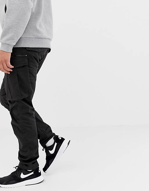 Rovic tapered fit 3D cargo pants in black ASOS
