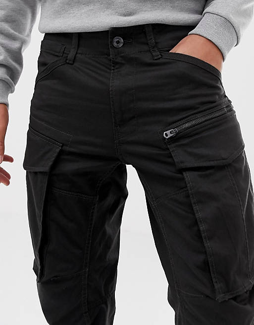 G-Star Rovic tapered fit zip cargo pants 3D in black