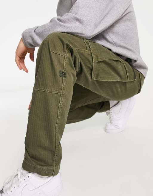 3D Regular Tapered Cargo Pants, Green