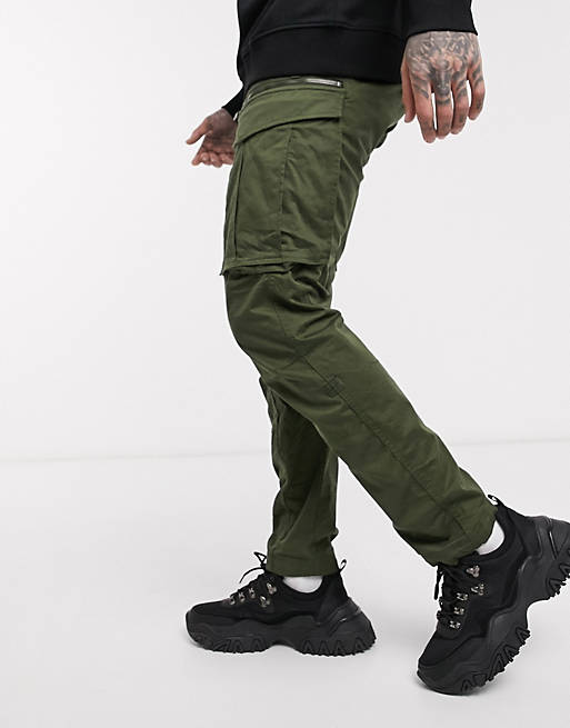 Men G-Star Rovic Zip 3D straight tapered fit trousers in khaki 