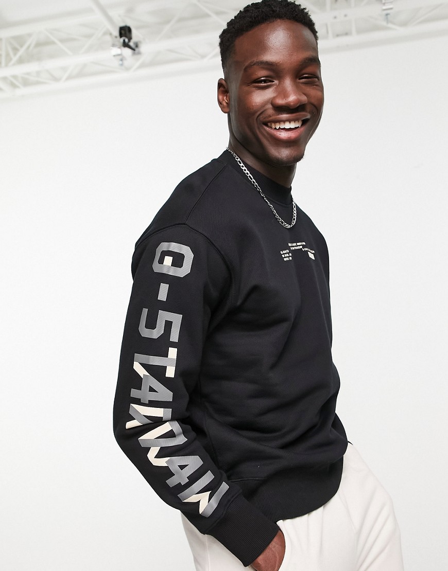 G-Star Sleeve graphics crew neck sweatshirt in black