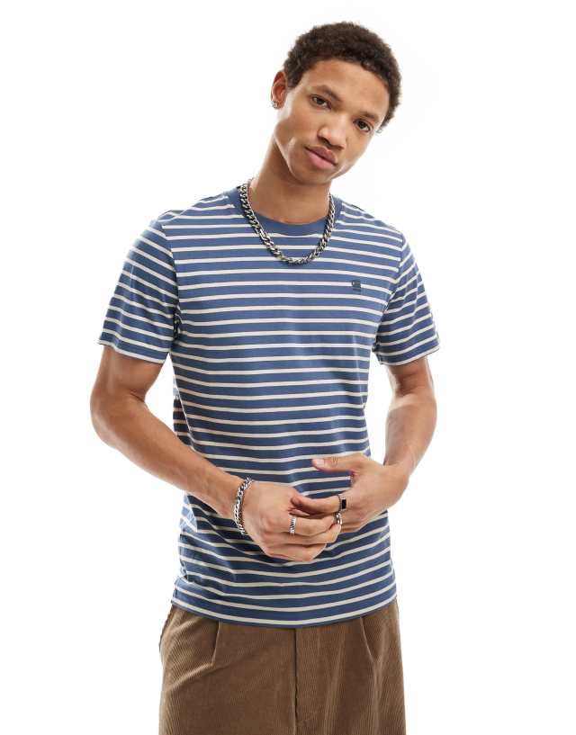 G-Star - slim fit t-shirt in white and blue horizontal stripes