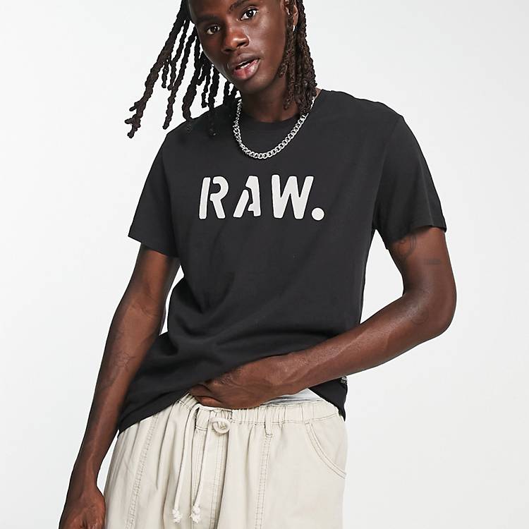 G-Star stencil Raw t-shirt with front text in black | ASOS