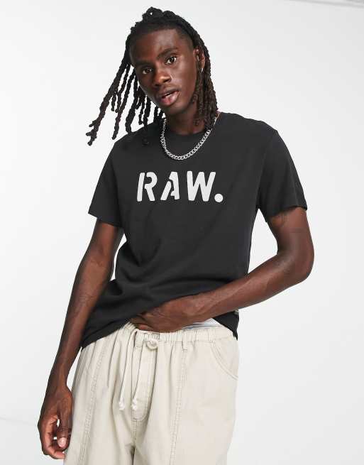 in ASOS text stencil with | t-shirt Raw front black G-Star