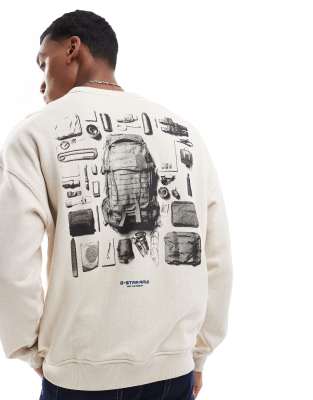 G-Star G-Star sweatshirt in off white with back print