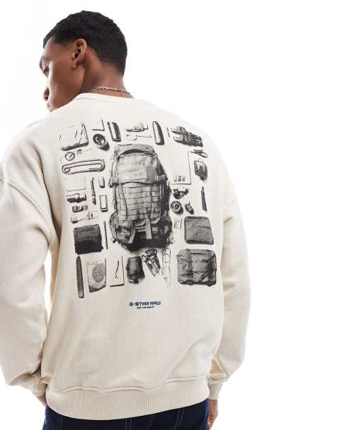 G-Star sweatshirt in off white with back print - view 1
