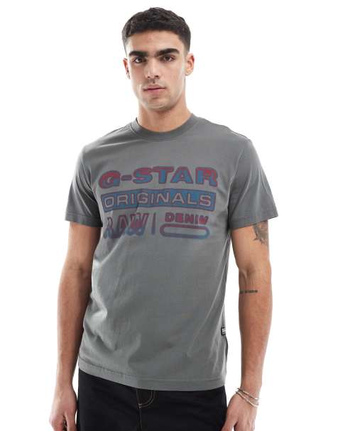 G-Star - T-shirt à imprimé logo effet dégradé - Gris - view 1