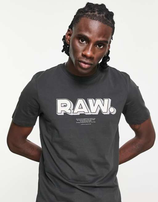 G-Star - T-shirt à logo Raw et point - Gris 