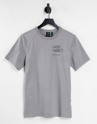  G-Star - T-shirt avec inscription sur l'épaule - Gris